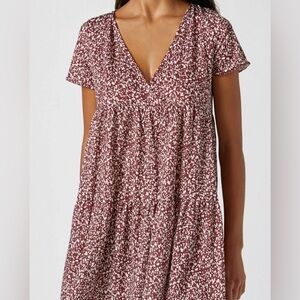 Elegant Maroon Patterned Dress